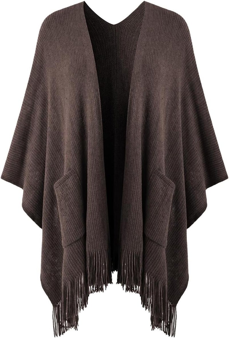 Ferand Shawl Wraps for Women, Cozy Lightweight Poncho Cape with Pockets, Warm for Fall Winter Travel - Image 1